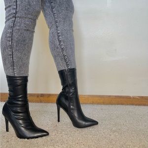 Fashion Nova Black Pointed Toe Stiletto Ankle Boots